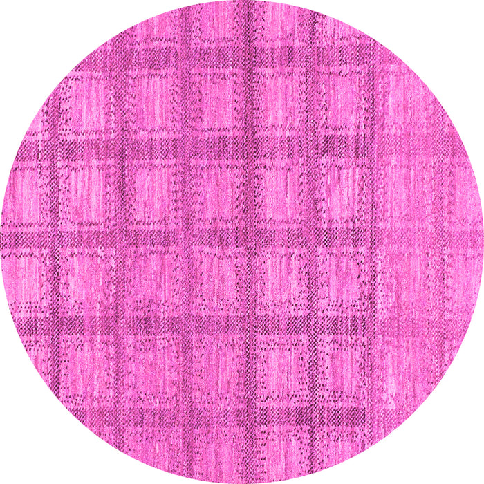 Round Checkered Pink Modern Rug, abs1353pnk