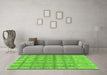 Machine Washable Checkered Green Modern Area Rugs in a Living Room,, wshabs1353grn