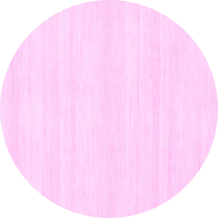 Round Machine Washable Solid Pink Modern Rug, wshabs1354pnk