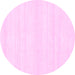 Round Machine Washable Solid Pink Modern Rug, wshabs1354pnk