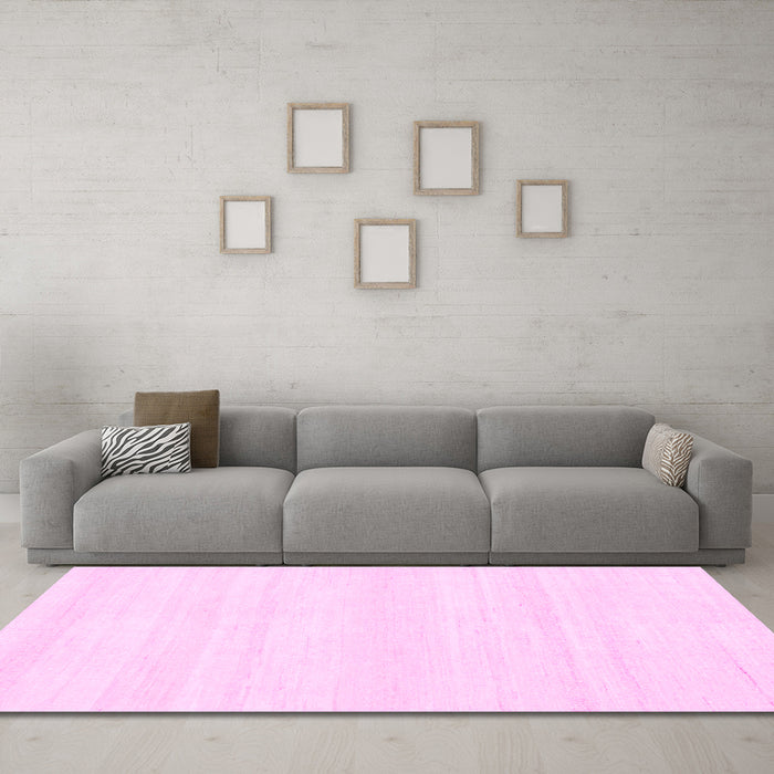 Machine Washable Solid Pink Modern Rug in a Living Room, wshabs1354pnk