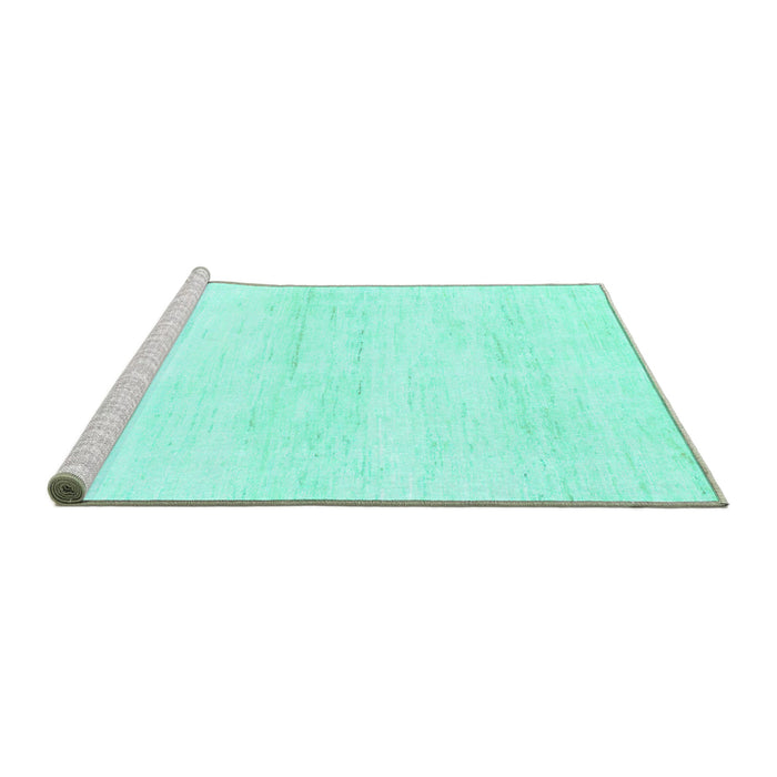 Sideview of Machine Washable Solid Turquoise Modern Area Rugs, wshabs1355turq