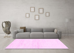 Machine Washable Solid Pink Modern Rug in a Living Room, wshabs1355pnk