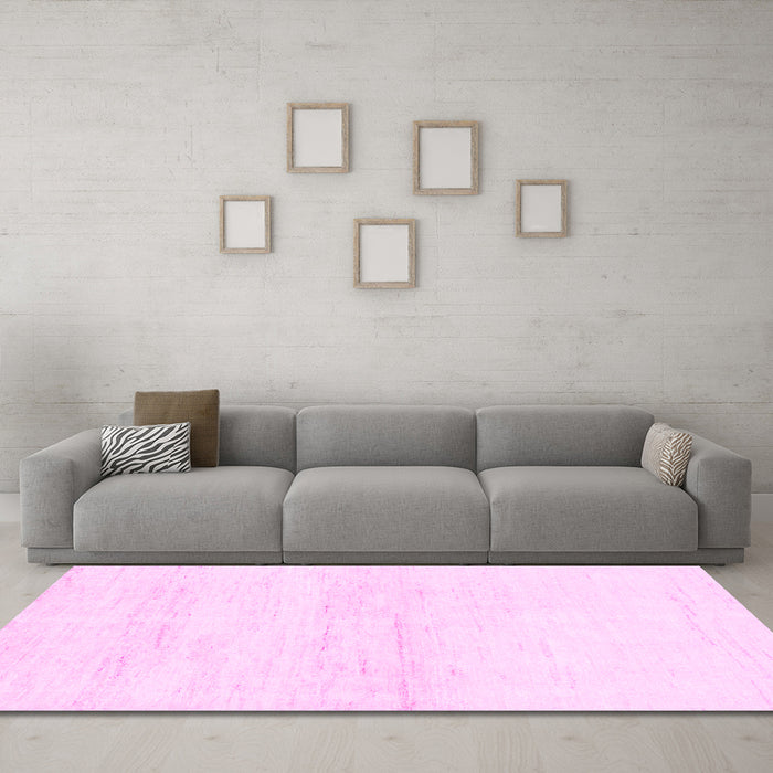 Machine Washable Solid Pink Modern Rug in a Living Room, wshabs1355pnk