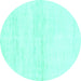 Round Solid Turquoise Modern Rug, abs1355turq