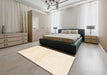 Abstract Beige Solid Rug in a Bedroom, abs1355