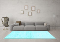 Machine Washable Solid Light Blue Modern Rug, wshabs1355lblu