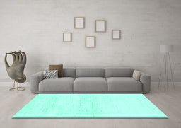 Machine Washable Solid Turquoise Modern Area Rugs in a Living Room,, wshabs1355turq