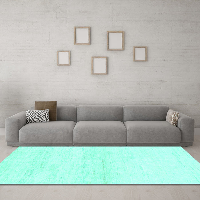 Machine Washable Solid Turquoise Modern Area Rugs in a Living Room,, wshabs1355turq
