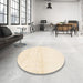 Round Abstract Beige Solid Rug in a Office, abs1355