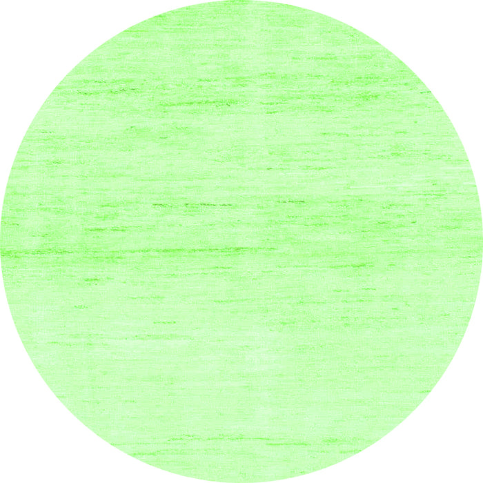Round Machine Washable Solid Green Modern Area Rugs, wshabs1355grn