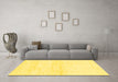 Machine Washable Solid Yellow Modern Rug in a Living Room, wshabs1355yw