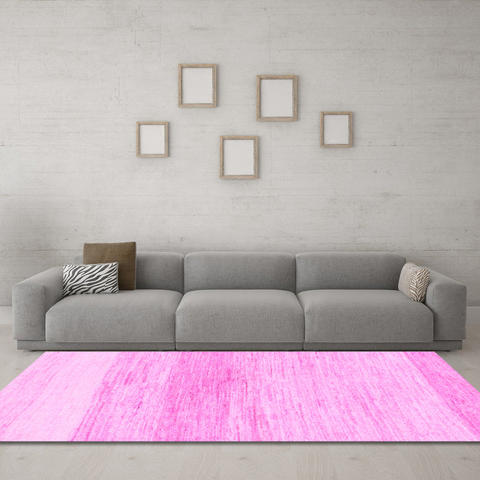Machine Washable Solid Pink Modern Rug in a Living Room, wshabs1356pnk