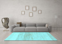 Machine Washable Solid Light Blue Modern Rug, wshabs1356lblu