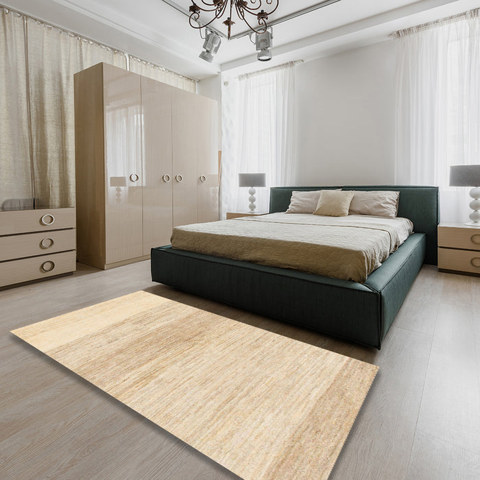 Abstract Khaki Gold Solid Rug in a Bedroom, abs1356