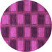 Round Checkered Purple Modern Rug, abs1357pur