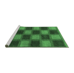 Sideview of Machine Washable Checkered Emerald Green Modern Area Rugs, wshabs1357emgrn