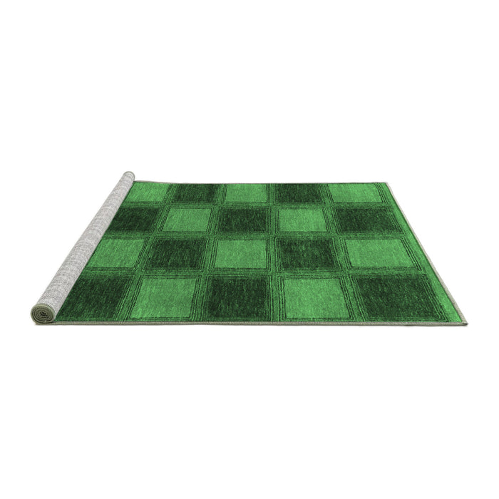 Sideview of Machine Washable Checkered Emerald Green Modern Area Rugs, wshabs1357emgrn