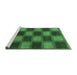 Sideview of Machine Washable Checkered Emerald Green Modern Area Rugs, wshabs1357emgrn