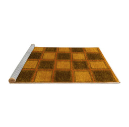 Sideview of Machine Washable Checkered Yellow Modern Rug, wshabs1357yw