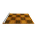 Sideview of Machine Washable Checkered Yellow Modern Rug, wshabs1357yw