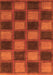 Machine Washable Checkered Orange Modern Area Rugs, wshabs1357org