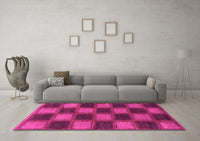 Machine Washable Checkered Pink Modern Rug, wshabs1357pnk