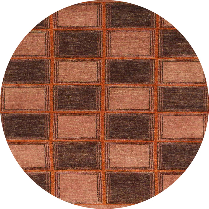 Round Machine Washable Abstract Saffron Red Rug, wshabs1357