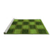 Sideview of Machine Washable Checkered Green Modern Area Rugs, wshabs1357grn