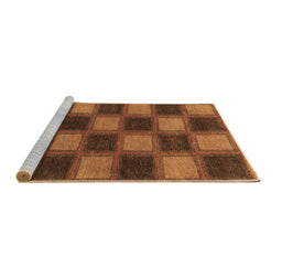 Sideview of Machine Washable Checkered Brown Modern Rug, wshabs1357brn