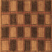 Square Machine Washable Checkered Brown Modern Rug, wshabs1357brn