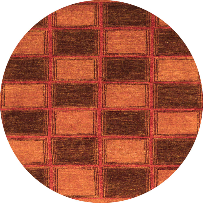 Round Checkered Orange Modern Rug, abs1357org