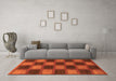 Machine Washable Checkered Orange Modern Area Rugs in a Living Room, wshabs1357org