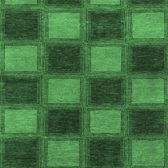 Machine Washable Checkered Emerald Green Modern Area Rugs, wshabs1357emgrn