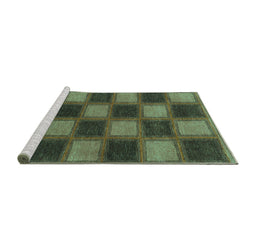 Sideview of Machine Washable Checkered Turquoise Modern Area Rugs, wshabs1357turq