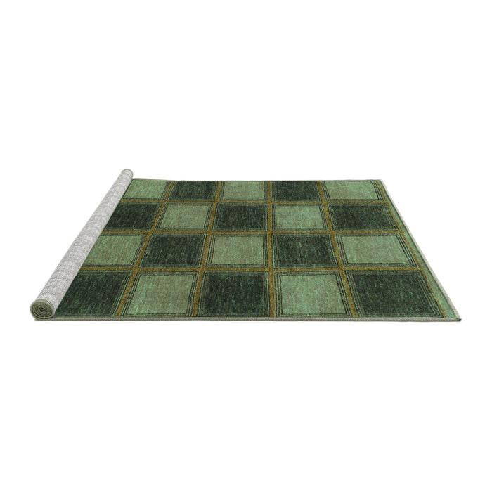 Sideview of Machine Washable Checkered Turquoise Modern Area Rugs, wshabs1357turq