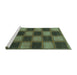 Sideview of Machine Washable Checkered Turquoise Modern Area Rugs, wshabs1357turq