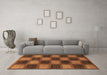 Machine Washable Checkered Brown Modern Rug in a Living Room,, wshabs1357brn