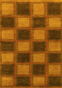 Checkered Yellow Modern Rug, abs1357yw