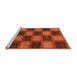 Sideview of Machine Washable Checkered Orange Modern Area Rugs, wshabs1357org