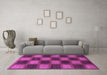 Machine Washable Checkered Purple Modern Area Rugs in a Living Room, wshabs1357pur