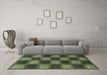 Machine Washable Checkered Turquoise Modern Area Rugs in a Living Room,, wshabs1357turq