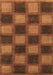 Machine Washable Checkered Brown Modern Rug, wshabs1357brn