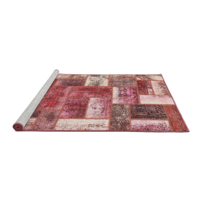 Sideview of Machine Washable Abstract Red Rug, wshabs1358
