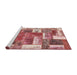 Sideview of Machine Washable Abstract Red Rug, wshabs1358