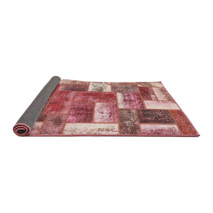 Sideview of Abstract Red Patchwork Rug, abs1358