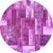 Round Patchwork Purple Transitional Rug, abs1358pur