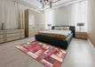 Abstract Red Patchwork Rug in a Bedroom, abs1358