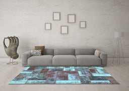 Machine Washable Patchwork Light Blue Transitional Rug in a Living Room, wshabs1358lblu