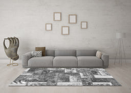 Machine Washable Patchwork Gray Transitional Rug in a Living Room,, wshabs1358gry